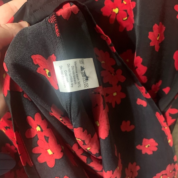 NWT Allegra K Vibrant Floral Modest Dress Navy Red Small - Picture 11 of 13